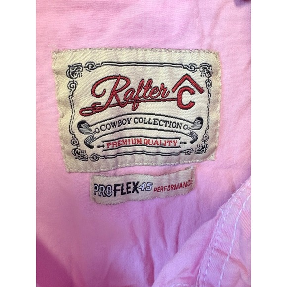 Rafter C Cowboy Collection Pink Western Shirt XXL Men's Short Sleeve Pearl Snap - Picture 2 of 9